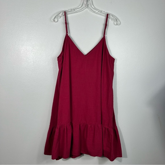 Shein Curve Plus Size Berry Pink/Red 100% Cotton V-Neck Peplum Hem Tank Tunic 1X - Picture 5 of 5